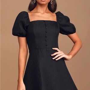 Cute Crush Black Puff Sleeve Mini Skater Dress
Lulus